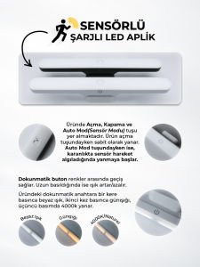 5W SENSÖRLÜ ŞARJLI MIKNATISLI DOKUNMATİK LED APLİK
