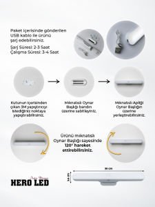 5W SENSÖRLÜ ŞARJLI MIKNATISLI DOKUNMATİK LED APLİK