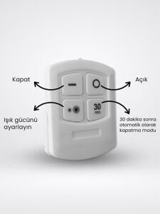 3 Watt Uzaktan Kumandalı Yapışkanlı Kablosuz Pilli Led 3'lü Spot Led Lamba
