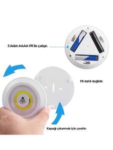 3 Watt Uzaktan Kumandalı Yapışkanlı Kablosuz Pilli Led 3'lü Spot Led Lamba