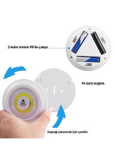 3 Watt Uzaktan Kumandalı Yapışkanlı Kablosuz Pilli Led 3'lü Spot Led Lamba