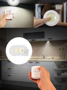 3 Watt Uzaktan Kumandalı Yapışkanlı Kablosuz Pilli Led 3'lü Spot Led Lamba
