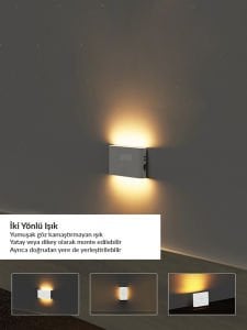 İKİ YÖNLÜ ŞARJLI SENSÖRLÜ MIKNATISLI LED APLİK
