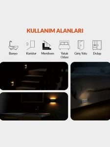İKİ YÖNLÜ ŞARJLI SENSÖRLÜ MIKNATISLI LED APLİK