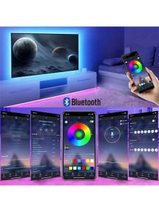 3 Mt USB TV Monitör Arkası Bluetooth Rgb Şerit Led Set 16 Renkli Dekoratif Aydınlatma