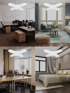 60W 4+1 Kristal Camlı Pervane Led Ampul Katlanabilir Ampul 4 Kanatlı Süper Güçlü E27 Lamba Beyaz Işık