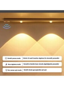 60 cm 6W Hareket Sensörlü Şarjlı Sensörlü Taşınabilir Led Cabinet 3 Renkli