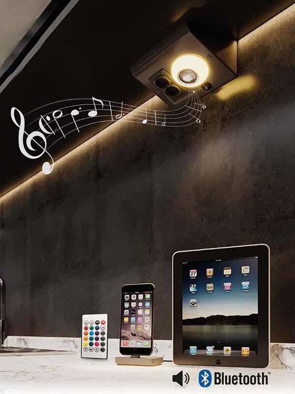 6W Müzik Çalarlı Tezgah Altı Aydınlatma Rgb Ledli Bluetooth Hoparlörlü Kumandalı Mutfak Aydınlatma SİYAH