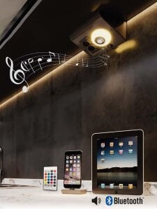 6W Müzik Çalarlı Tezgah Altı Aydınlatma Rgb Ledli Bluetooth Hoparlörlü Kumandalı Mutfak Aydınlatma SİYAH
