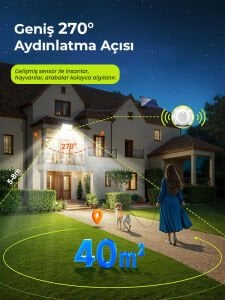 268 Ledli Solar Projektör 60W Güneş Enerjili Hareket Sensörlü Led Projektör