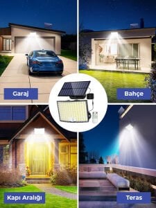 268 Ledli Solar Projektör 60W Güneş Enerjili Hareket Sensörlü Led Projektör