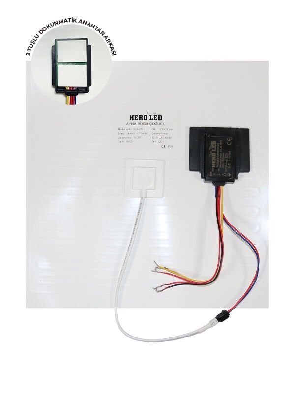 12V Ayna Arkası Dokunmatik Anahtar 2 Tuşlu Buhar Çözücü On-Off Dimmer + Rezistans