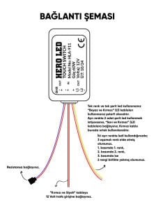12V Ayna Arkası Dokunmatik Anahtar 2 Tuşlu Buhar Çözücü On-Off Dimmer + Rezistans