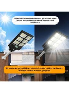 600 Watt Solar Sokak Armatürü - Beyaz Işık