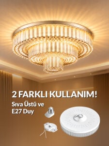 HL-3130 60W MODERN KRİSTAL PİRAMİT LED ARMATÜR TAVAN LAMBASI SIVA ÜSTÜ LAMBA E27 DUY AVİZE