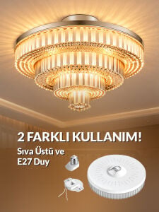 HL-3230 100W MODERN KRİSTAL PİRAMİT LED ARMATÜR TAVAN LAMBASI SIVA ÜSTÜ LAMBA E27 DUY AVİZE