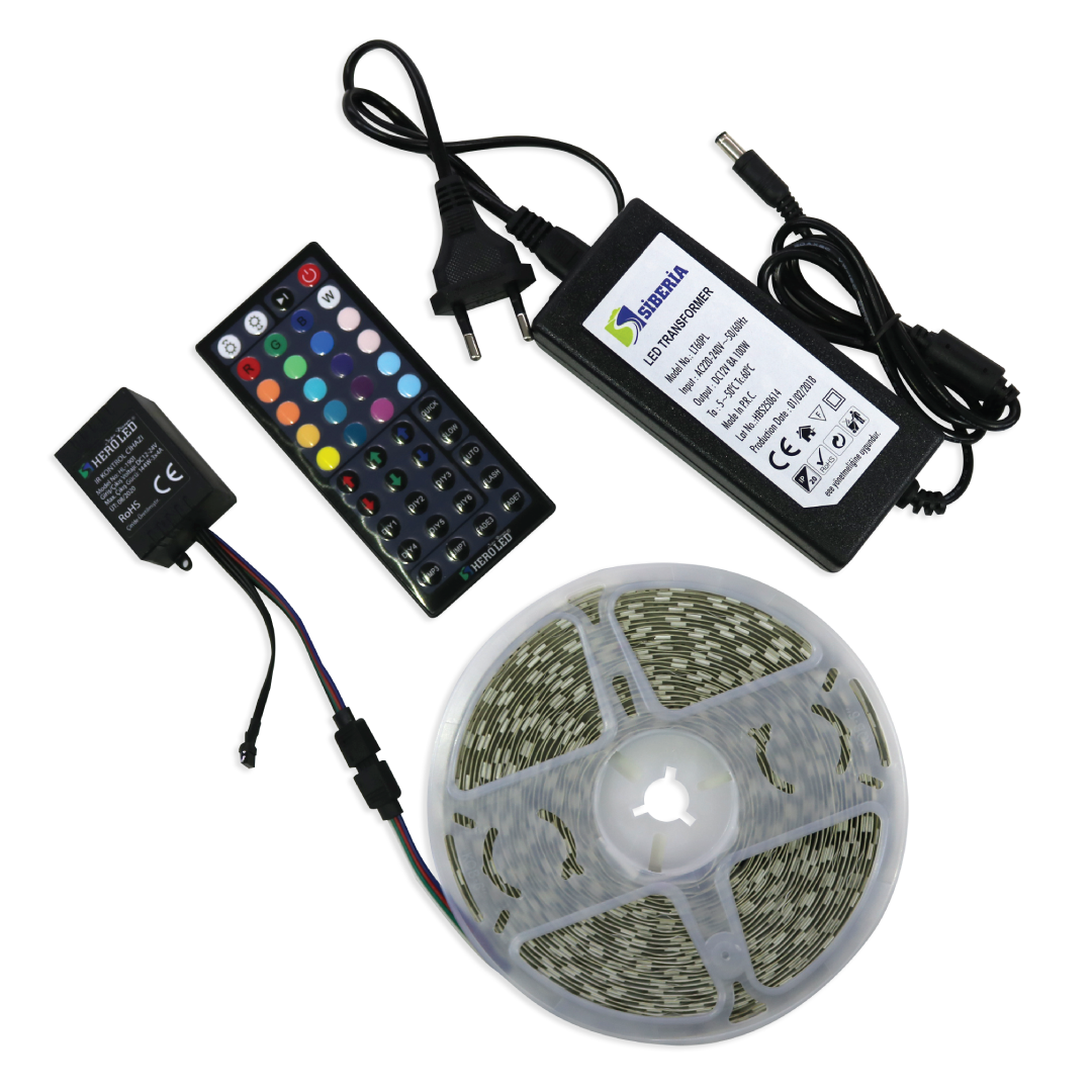 10 METRE 16 RENKLİ RGB SET ŞERİT LED + ADAPTÖR + KUMANDA
