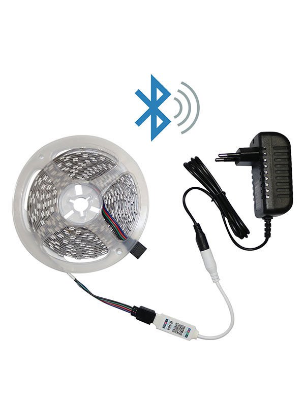 5 MT KUMANDASIZ BLUETOOTH RGB KONTROL CİHAZI +ŞERİT LED+ADAPTÖR SET